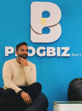 Murshid Pulkada sharing a picture of himself at the Progbiz office. best digital marketing mentor in kerala 